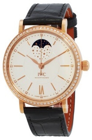 IWC Schaffhausen Portofino Automatic Moon Phase 37 Silver Plated Dial Watch